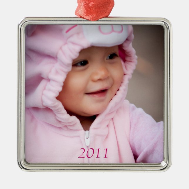 Ihr Baby auf einer erstklassigen Verzierung Silbernes Ornament (Vorne)