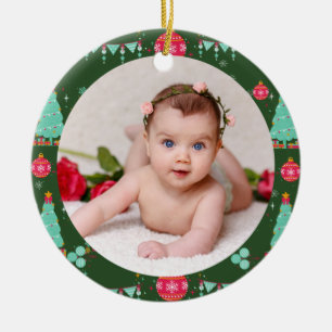 Ihr Baby Foto CUSTOM Weihnachtsgrün farbig Keramik Ornament