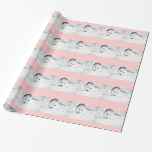 Ihr Baby-Foto mit rosa Streifen Geschenkpapier (Ungerollt)