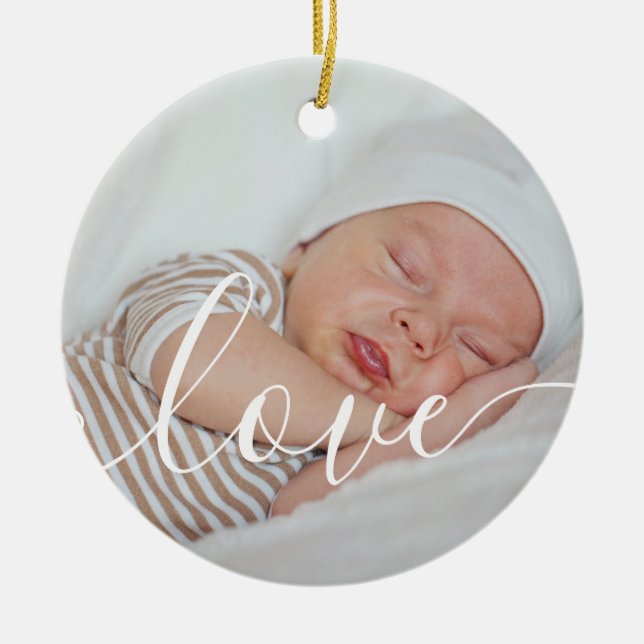 Ihr Baby Girl Fotos Rosa Ankündigung Keramik Ornament (Vorne)
