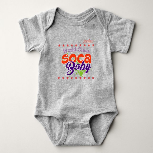 (Ihr Baby Name) Soca Baby World Class Strampler (Vorderseite)
