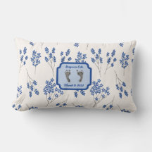 Ihr Babys Foot Prints in Blue Pillow Fall