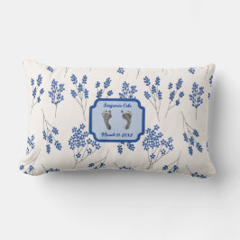 Ihr Babys Foot Prints in Blue Pillow Fall Lendenkissen