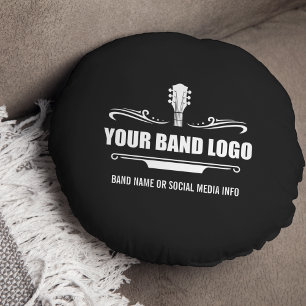 Ihr Band-Logo - Wählen Sie Ihre Hintergrundfarbe a Rundes Kissen