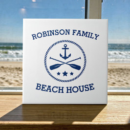 Ihr Beach House Familienname Anchor Oars Stars Fliese