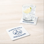 Ihr Beach House Familienname Anchor Oars Stars Rechteckiger Pappuntersetzer<br><div class="desc">Stilvolle Coaster mit Ihrem personalisierten Familiennamen oder anderen Texten,  ein individueller nautischer Bootanker mit gekreuzten Rudern und Sternen in Marineblau auf Weiß oder wählen Sie Hintergrundfarben zu Ihrer Einrichtung.</div>