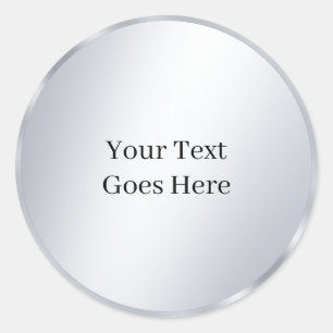 Ihr benutzerdefinierter Text Metallic Silber Vorla Runder Aufkleber