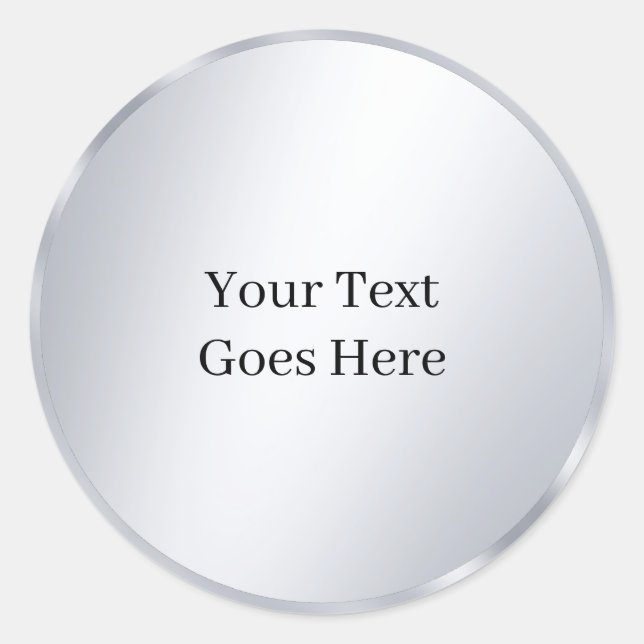 Ihr benutzerdefinierter Text Metallic Silber Vorla Runder Aufkleber (Vorderseite)