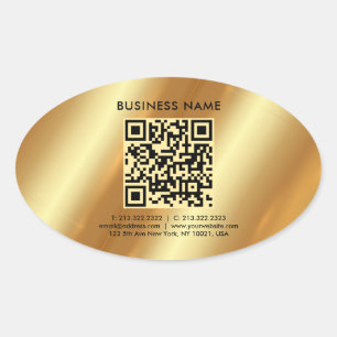 Ihr benutzerdefinierter Vorlagentext QR-Code Gold Ovaler Aufkleber