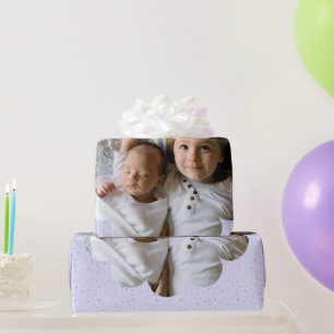 Ihr benutzerdefiniertes Foto in Blume Lila Star Hi Geschenkpapier