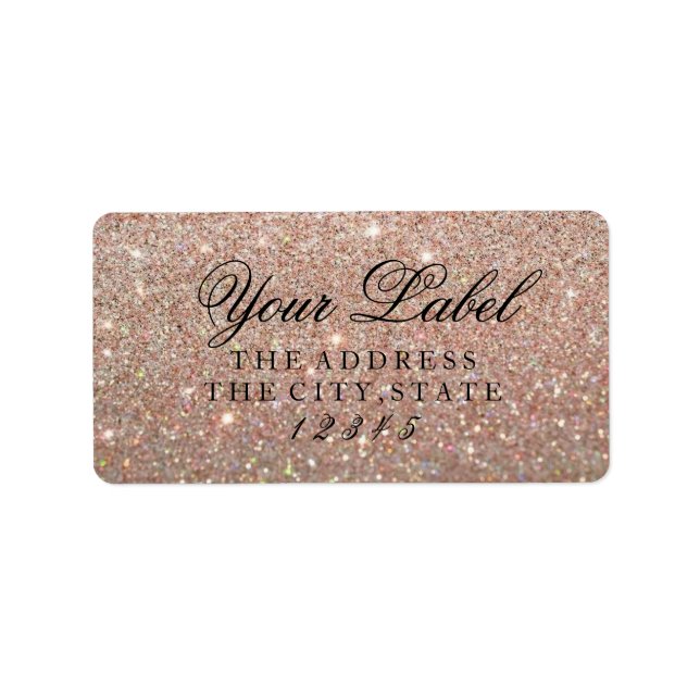 Ihr benutzerdefiniertes Label - Rose Gold Glitzer  Adressaufkleber (Vorne)