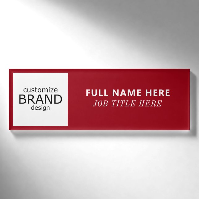 Ihr benutzerdefiniertes Logo Burgundy & White Titl Namenschild (Vorderseite)