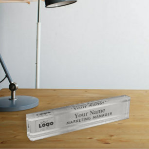 Ihr benutzerdefiniertes Logo Silver Steel Desktop Namensplakette