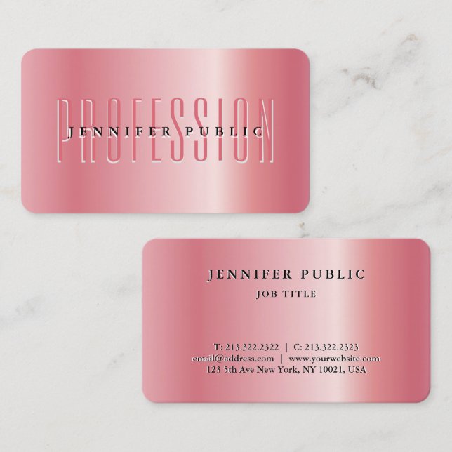 Ihr benutzerdefiniertes Template Luxus Elegante Ro Visitenkarte (Vorne/Hinten)