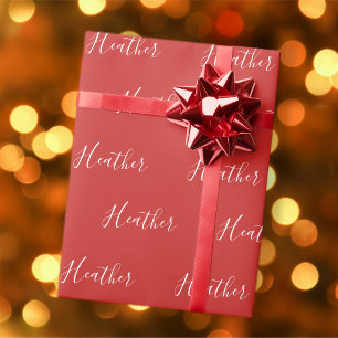 Ihr benutzerdefiniertes weißes Skript auf Rot #2 Geschenkpapier