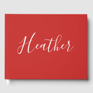 Ihr benutzerdefiniertes weißes Skript in Rot Gästebuch