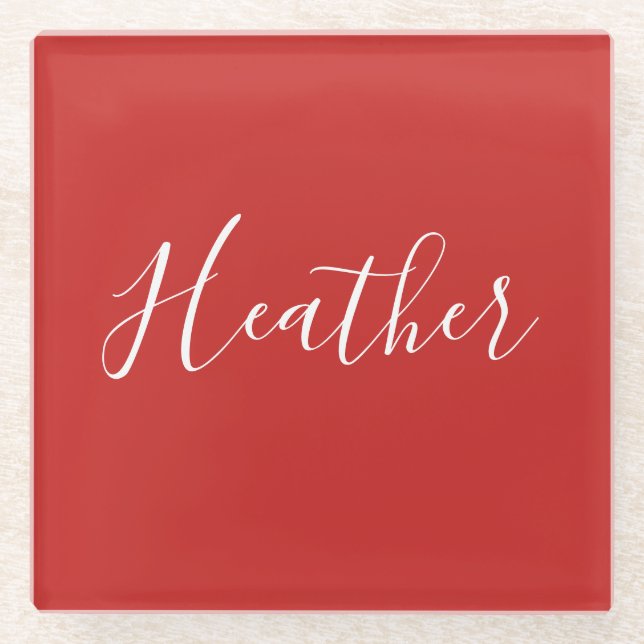 Ihr benutzerdefiniertes weißes Skript in Rot Glasuntersetzer (Vorderseite)