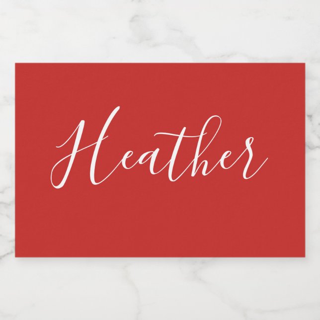 Ihr benutzerdefiniertes weißes Skript in Rot Lebensmitteletikett (Einzelnes Label)