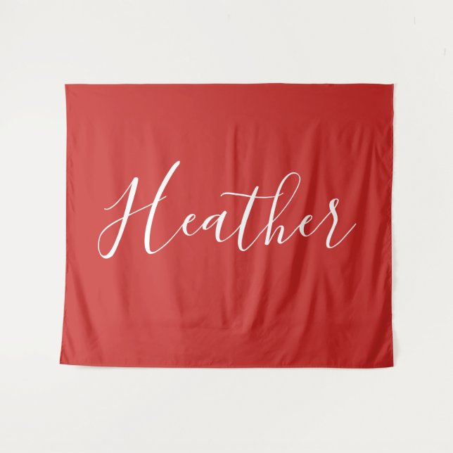 Ihr benutzerdefiniertes weißes Skript in Rot Wandteppich (Vorderseite (Horizontal))