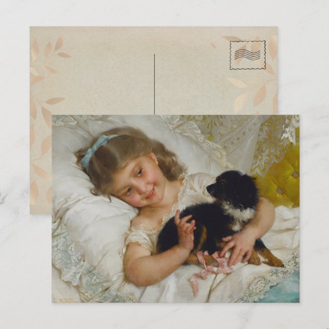 Ihr bester Freund, kleines Mädchen mit Hund, Vinta Postkarte (Vorne/Hinten)