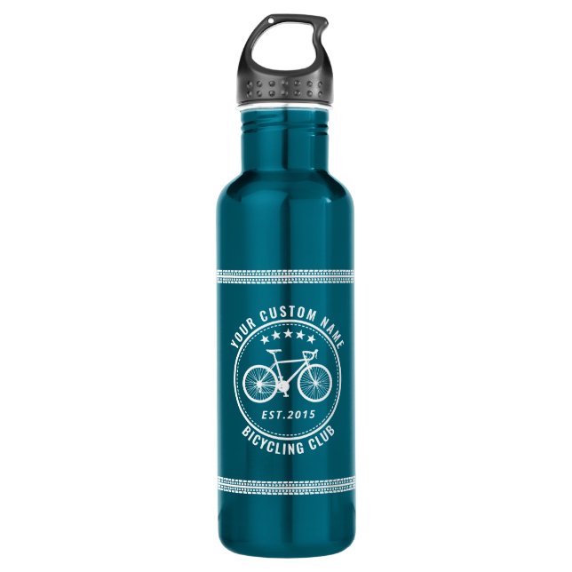 Ihr Bike Club oder Standort Name Custom Aqua Edelstahlflasche (Vorderseite)