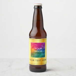 Ihr Bild oder Logo hier Moderne Faux-Gold-Vorlage Bierflaschenetikett