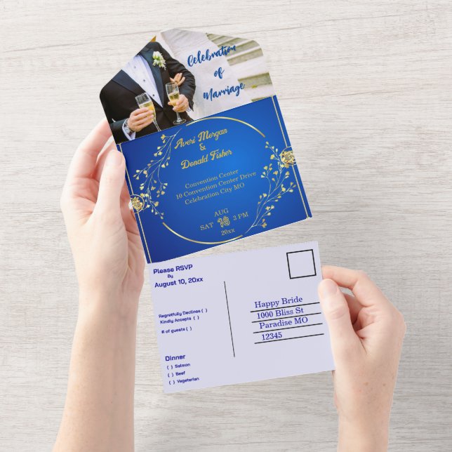 (Ihr Bild) Personalisierte Hochzeitsveranstaltung All In One Einladung (Abreißen)