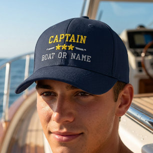 Ihr Boot Name Captain Nautical Stars Gold Silver Bestickte Baseballkappe