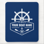 Ihr Boot Name Nautical Anchor Oars Helm Navy Mousepad<br><div class="desc">Nautical Boat,  Ships Wheel - Helm und überquerte Oars mit Ihrem Personalisierten Namen oder Bootsnamen auf einem Mauspad.</div>