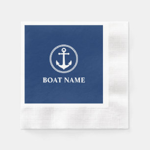 Ihr Boot Name Sea Anchor Blue Cocktail Serviette