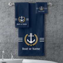 Ihr Boot oder Name Anchor Gold Laurel Streifen Bla