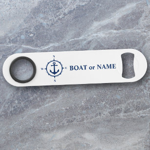 Ihr Boot oder Name Nautical Compass Anker Weiß Speed Flaschenöffner