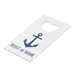 Ihr Boot oder Name Nautical Vintag Anchor White Geldbeutel Flaschenöffner