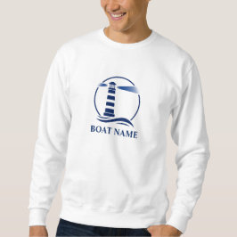 Ihr Boot oder Name & Navy Blue Nautical Lighthouse Sweatshirt