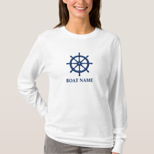 Ihr Boot oder Name & Navy Ships Rad Helm White T-Shirt