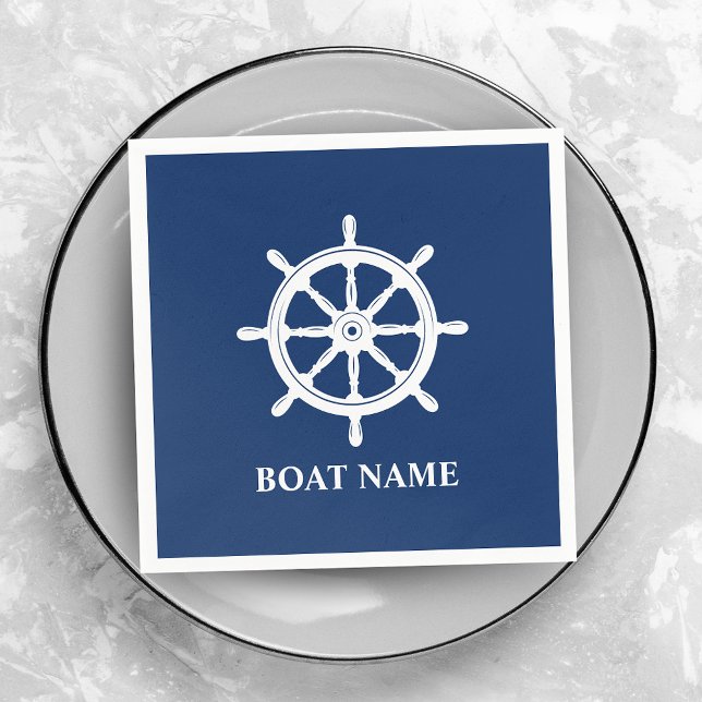 Ihr Boot oder Name Schiff Wheel Helm Navy Blue Serviette (Von Creator hochgeladen)