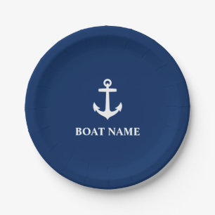 Ihr Bootname Anchor Navy Blue 7" Pappteller
