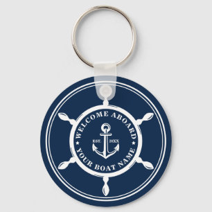 Ihr Bootname Anchor Navy Blue Custom Schlüsselanhänger