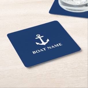 Ihr Bootname Anker Blau an0a Rechteckiger Pappuntersetzer