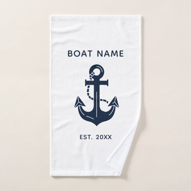 Ihr Bootname Ankerblau Handtuch (Handtuch)