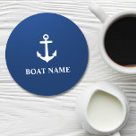 Ihr Bootname Ankerblau Runder Pappuntersetzer<br><div class="desc">Ihr Name Ihres Bootes Anchor Blue Untersetzer</div>