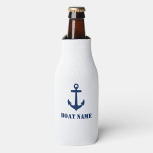 Ihr Bootname Classic Anchor Navy Blue & White Flaschenkühler