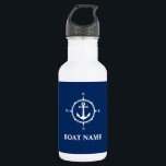 Ihr Bootname Compass Anker Blau Weiß Edelstahlflasche<br><div class="desc">Ihr Bootname Compass Anker Blue White Water Flasche</div>