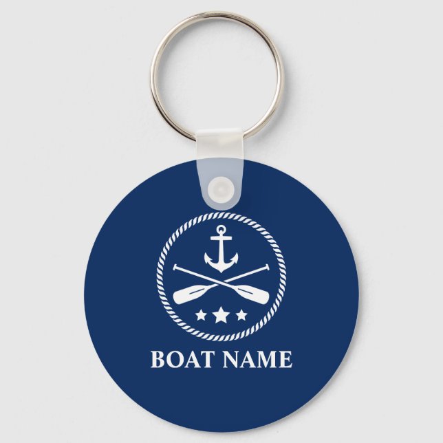 Ihr Bootname mit Anker & Oars Schlüsselanhänger (Vorderseite)