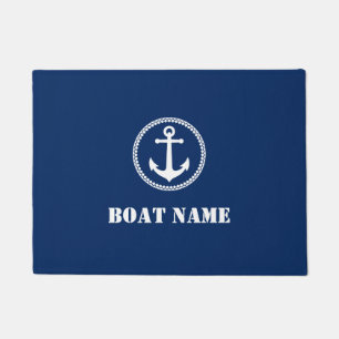 Ihr Bootname Sea Anchor Navy Blue Fußmatte