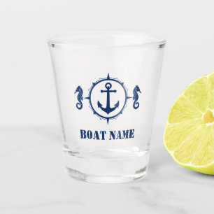 Ihr Boots-Namen-Marine-Seepferd-Anker-Blau Schnapsglas