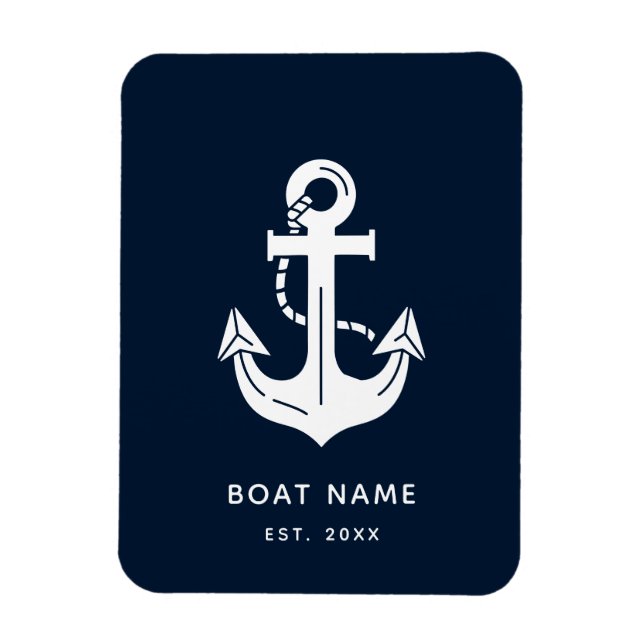 Ihr Bootsname Anchor Blue  Magnet (Vertikal)