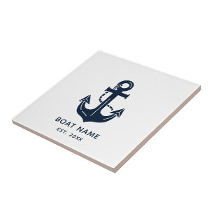 Ihr Bootsname Anker Blau Fliese