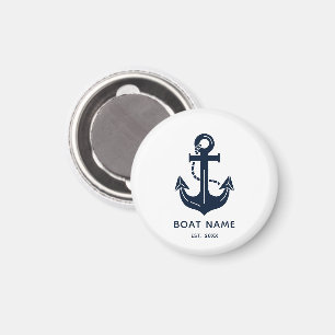 Ihr Bootsname Anker Blau Magnet