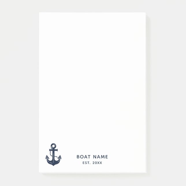 Ihr Bootsname Anker Blau Post-it Klebezettel (Vorderseite)